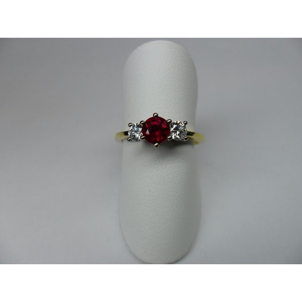 Riviere Ring with Diamonds and Ruby